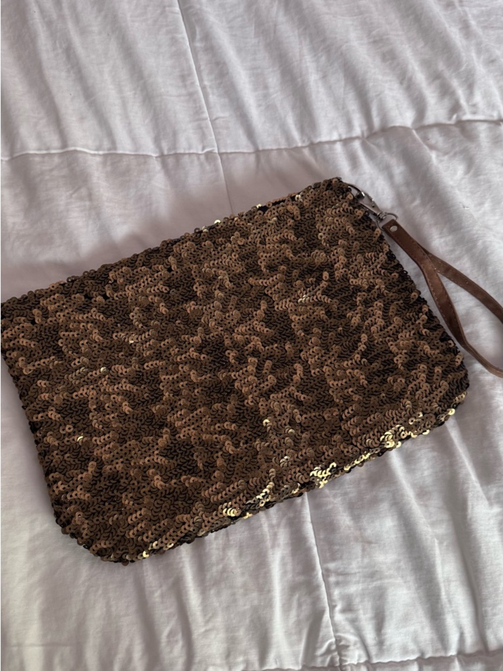 Sequin Wristlet Clutch - Brown Gold